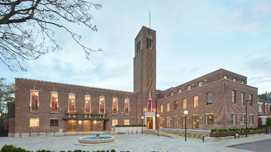 Hornsey Town Hall exterior near Mayor’s Parlour