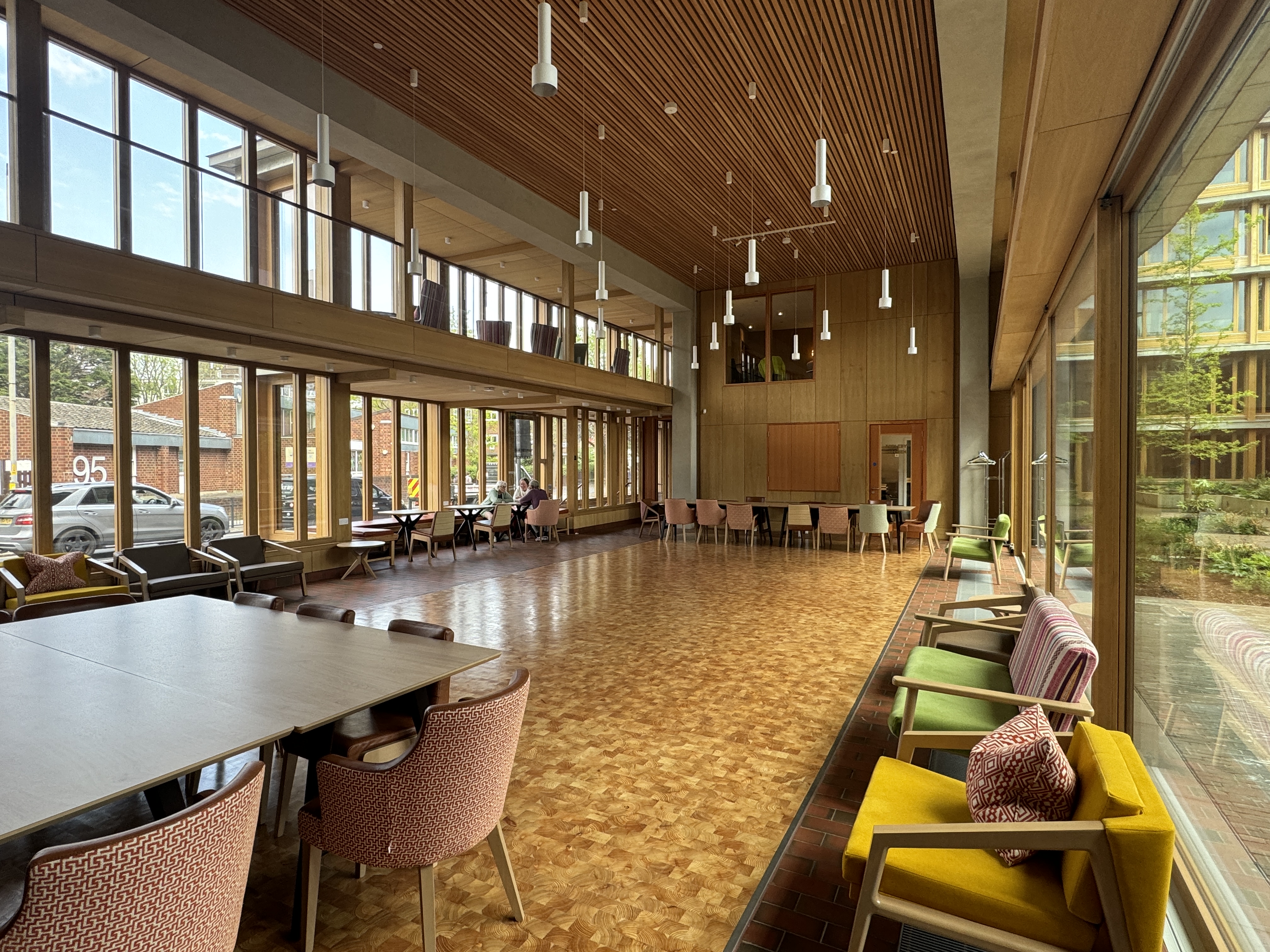 Garden Room at Appleby Blue, 100-capacity, with parquet floor, lounge seating, dining tables, and large windows, book via Conveenie.