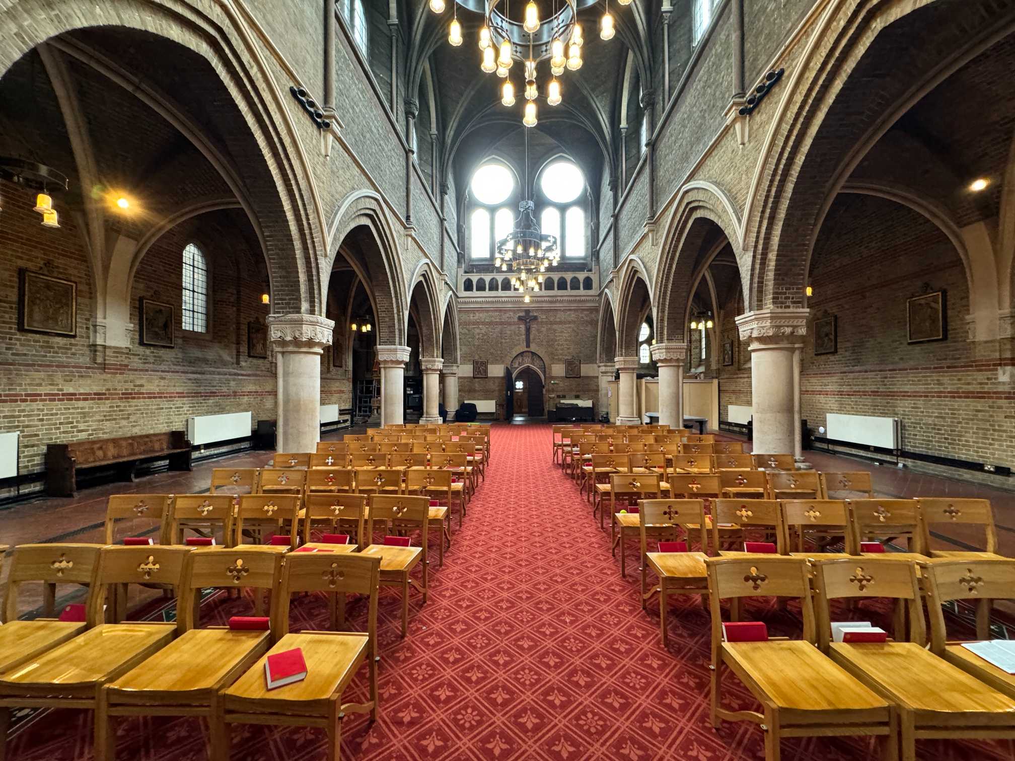 Outside view of the gated courtyard at St Peters Vauxhall, offering versatile space for events and filming