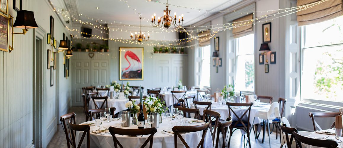 The Rosendale West Room intimate London wedding venue with warm lighting, elegant décor, and boutique reception space